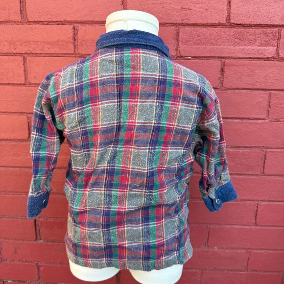 Vtg 90 Disney Mickey Mouse Plaid Button Down Shirt Kids 18 Months Cotton Kidcore - Picture 4 of 6